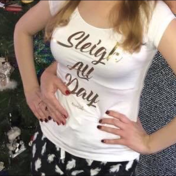 Bebe white & gold “Sleigh all day” holiday shirt - Picture 2 of 6